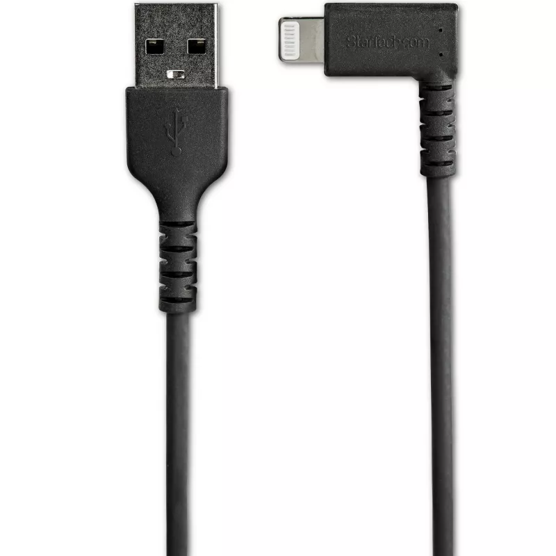 StarTech.com 3 jalga (1 m) vastupidav USB-A–Lightning-kaabel – must 90° paremnurkne tugev töökindel aramiidkiuga USB-A–Lightning-laadimis-/sünkroonimisjuhe – Apple MFi sertifitseeritud – iPhone