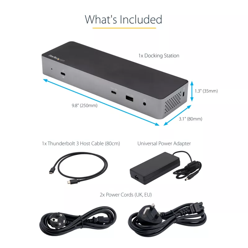 StarTech.com USB-C-dokkimisjaam Macbook Pro/Air-M1/M2/M3/M4 jaoks, Thunderbolt-ühilduv, HDMI/DisplayPort, kahe monitori 4K 60Hz/üks 8K, USB USB-C sülearvuti dokk, 96W toiteedastus, USB 10Gbps