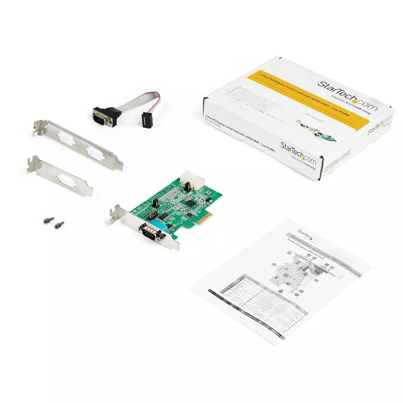 StarTech.com 2-pordiline PCI Express RS232 jadaliidese adapterkaart - PCIe RS232 jadaliidese hostkontrolleri kaart - PCIe jadaliidesesse DB9 - 16950 UART - madala profiiliga laienduskaart - Windows ja Linux