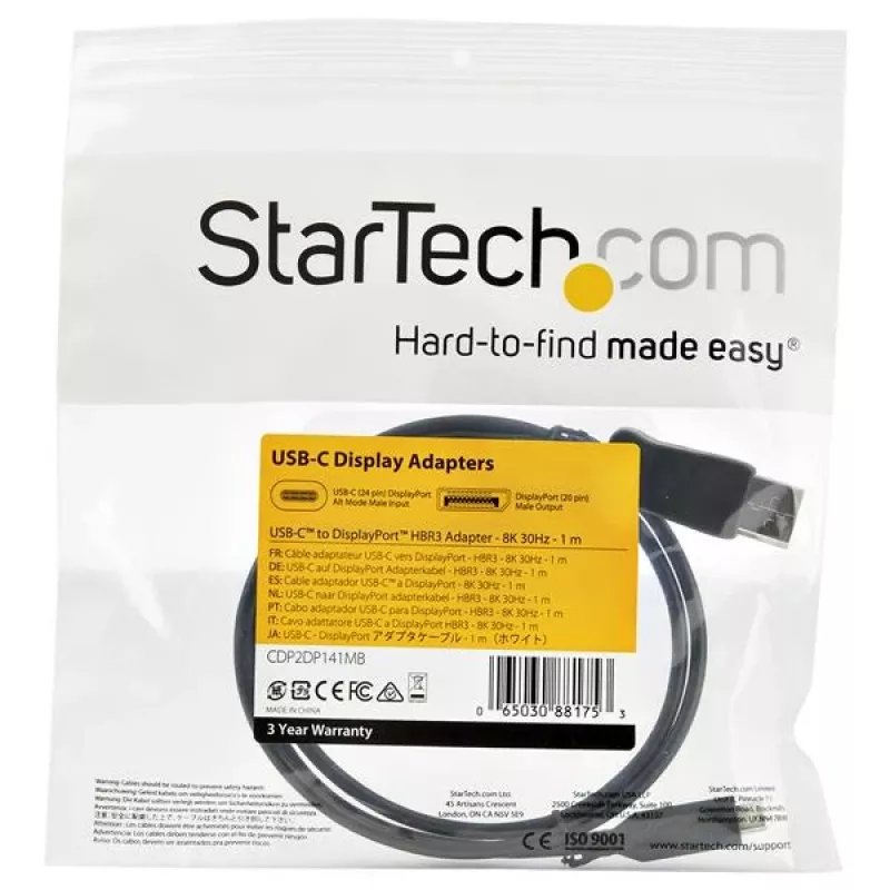 StarTech.com 3.3 jalga/1 m USB-C–DisplayPort 1.4 kaabel – 8K/5K/4K USB USB-C–DP 1.4 Alt Mode videoadapteri konverter – HBR3/HDR/DSC – 8K 60 Hz DP monitori kaabel – USB-C/Thunderbolt 3