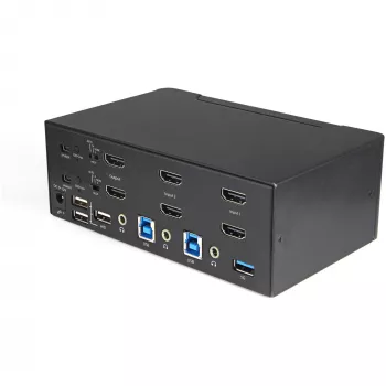 StarTech.com 2-pordiline kahe monitoriga HDMI KVM-lüliti – 4K 60 Hz Ultra HD HDR – lauaarvuti 4K HDMI 2.0 KVM-lüliti 2-pordilise USB 3.0 jaoturi (5 Gbit/s) ja 4x USB 2.0 HID-ga, heli – kiirklahvivahetus – TAA