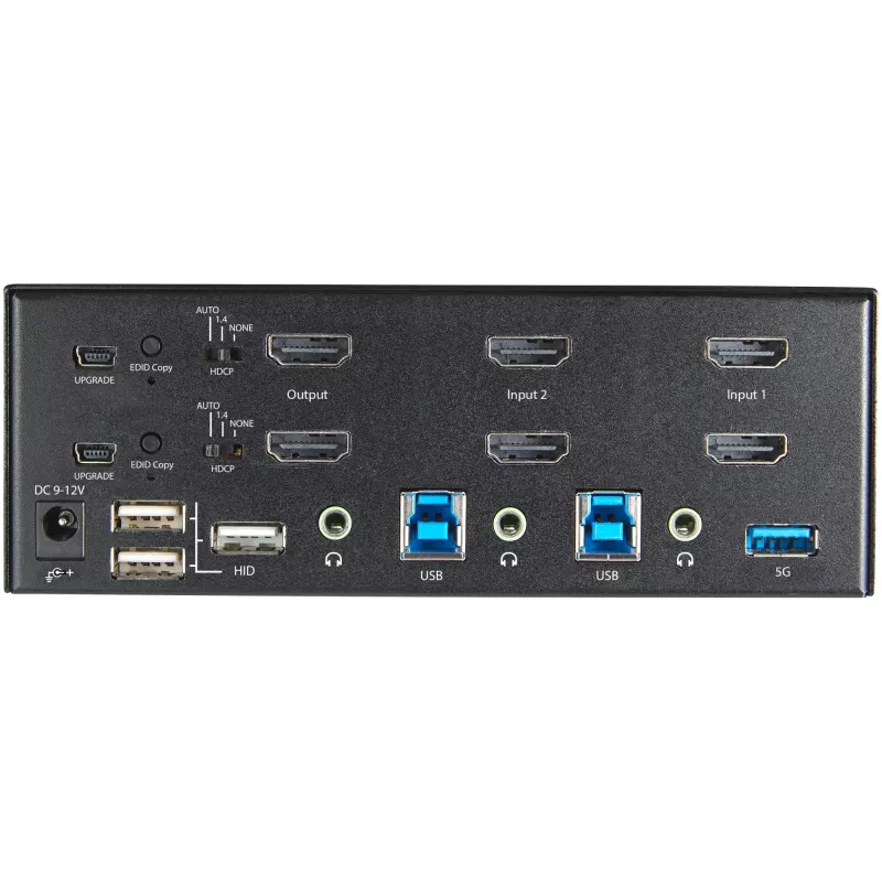 StarTech.com 2-pordiline kahe monitoriga HDMI KVM-lüliti – 4K 60 Hz Ultra HD HDR – lauaarvuti 4K HDMI 2.0 KVM-lüliti 2-pordilise USB 3.0 jaoturi (5 Gbit/s) ja 4x USB 2.0 HID-ga, heli – kiirklahvivahetus – TAA