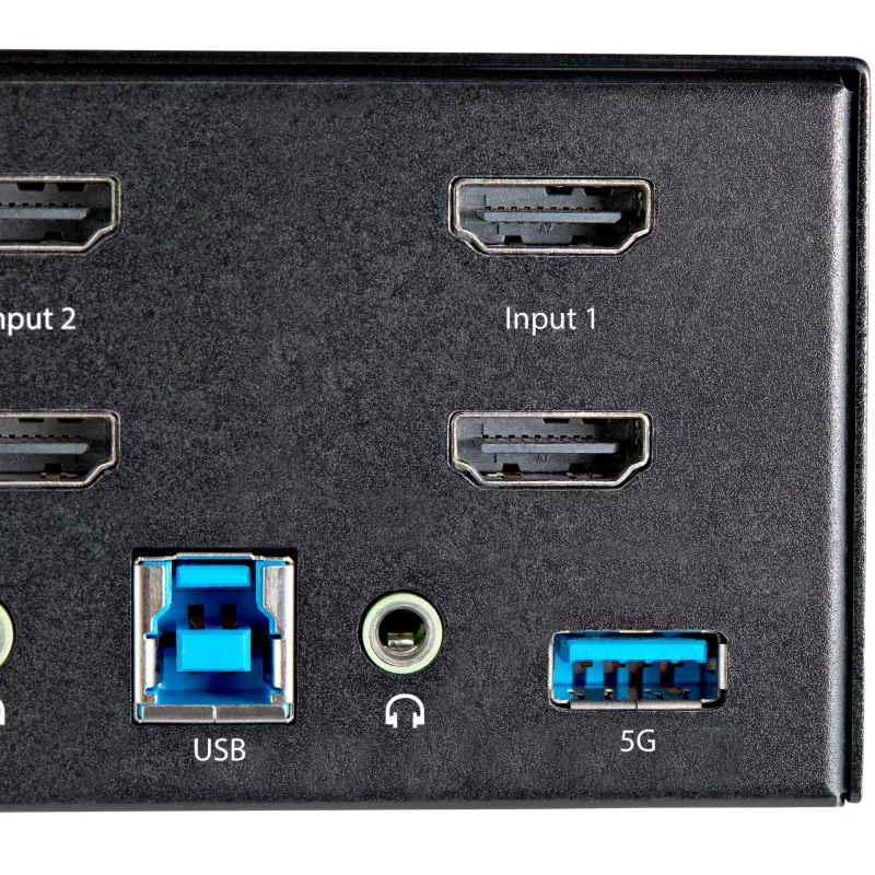 StarTech.com 2-pordiline kahe monitoriga HDMI KVM-lüliti – 4K 60 Hz Ultra HD HDR – lauaarvuti 4K HDMI 2.0 KVM-lüliti 2-pordilise USB 3.0 jaoturi (5 Gbit/s) ja 4x USB 2.0 HID-ga, heli – kiirklahvivahetus – TAA