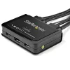 StarTech.com 2-pordine HDMI KVM-lüliti - 4K 60Hz - kompaktne kahe pordiga UHD/Ultra HD USB lauaarvuti KVM-lüliti integreeritud 1,2 m kaablite ja heliga - siini toitega ja kauglülitusega - MacBook ThinkPad