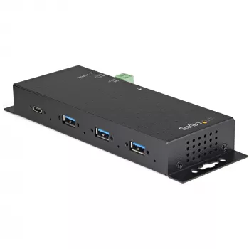 StarTech.com 4-pordiline USB-C jaotur 10 Gbit/s – tööstuslik metallist USB-C jaotur 3x USB-A ja 1x USB-C – ESD- ja liigpingekaitse – USB-C või USB-A host – toitega, monteeritav USB 3.2 Gen 2 jaotur