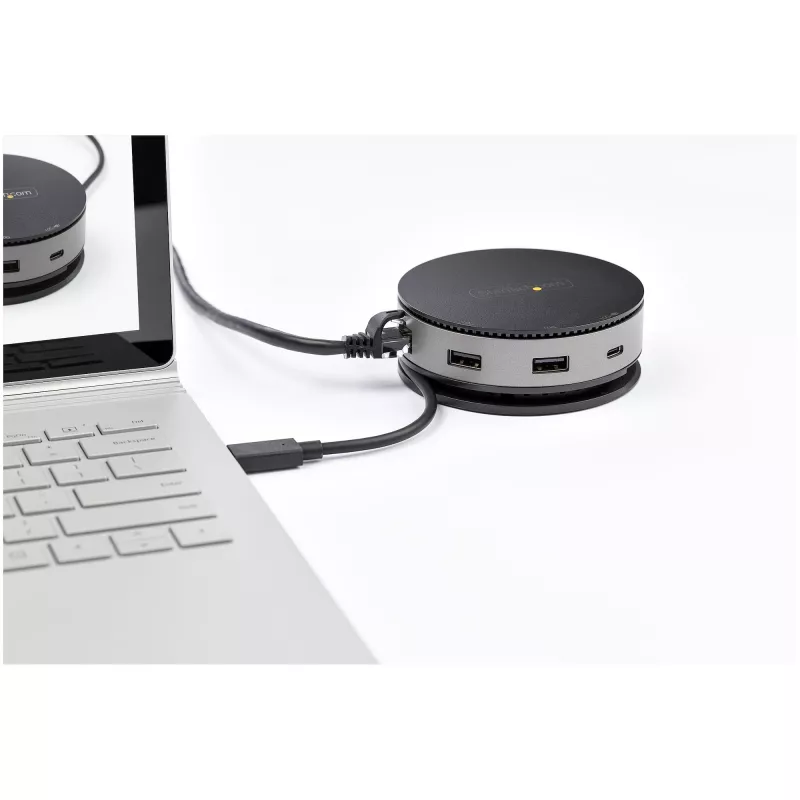 StarTech.com USB-C mitme pordiga adapter – USB 3.1 Gen 2 10 Gbit/s USB-C minidokk, 4K 60 Hz HDMI/DisplayPort või 1080p VGA, 75 W PD läbipääs, 3 pordiga USB-jaotur, GbE – mobiilne dokkimisjaam