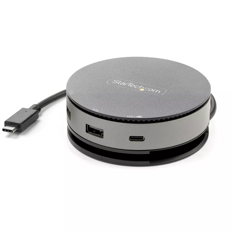 StarTech.com USB-C mitme pordiga adapter – USB 3.1 Gen 2 10 Gbit/s USB-C minidokk, 4K 60 Hz HDMI/DisplayPort või 1080p VGA, 75 W PD läbipääs, 3 pordiga USB-jaotur, GbE – mobiilne dokkimisjaam