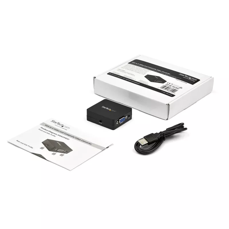 StarTech.com VGA-RCA ja S-Video muundur – USB-toide, aktiivne videomuundur, must, CE, FCC, REACH, 1920 x 1080 pikslit, 640 x 480,1920 x 1080 pikslit, 60 Hz