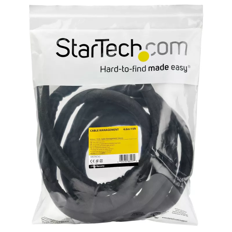 StarTech.com 15' (4,6m) kaablihaldustoru - Paindlik keerdkaabliümbrus - 1,0-1,5 tolli läbimõõduga laiendatav varrukas - Polüesterkaablihaldur/kaitsja/peitja - Must trimmitav kaablikorraldaja