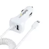 StarTech.com Lightning autolaadija keerdkaabliga, 1 m keerd-Lightning-kaabel, 12 W, valge, 2 pordiga USB-autolaaduri adapter telefonidele ja tahvelarvutitele, kahe USB-ga auto iPhone'i laadija