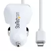 StarTech.com Lightning autolaadija keerdkaabliga, 1 m keerd-Lightning-kaabel, 12 W, valge, 2 pordiga USB-autolaaduri adapter telefonidele ja tahvelarvutitele, kahe USB-ga auto iPhone'i laadija
