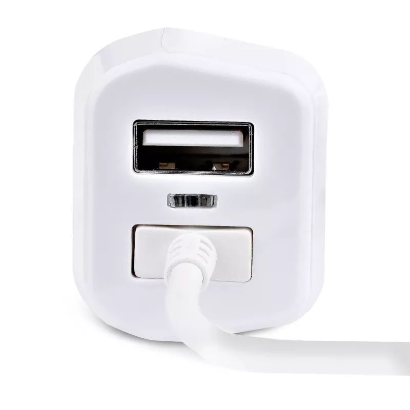 StarTech.com Lightning autolaadija keerdkaabliga, 1 m keerd-Lightning-kaabel, 12 W, valge, 2 pordiga USB-autolaaduri adapter telefonidele ja tahvelarvutitele, kahe USB-ga auto iPhone'i laadija