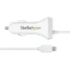StarTech.com Lightning autolaadija keerdkaabliga, 1 m keerd-Lightning-kaabel, 12 W, valge, 2 pordiga USB-autolaaduri adapter telefonidele ja tahvelarvutitele, kahe USB-ga auto iPhone'i laadija