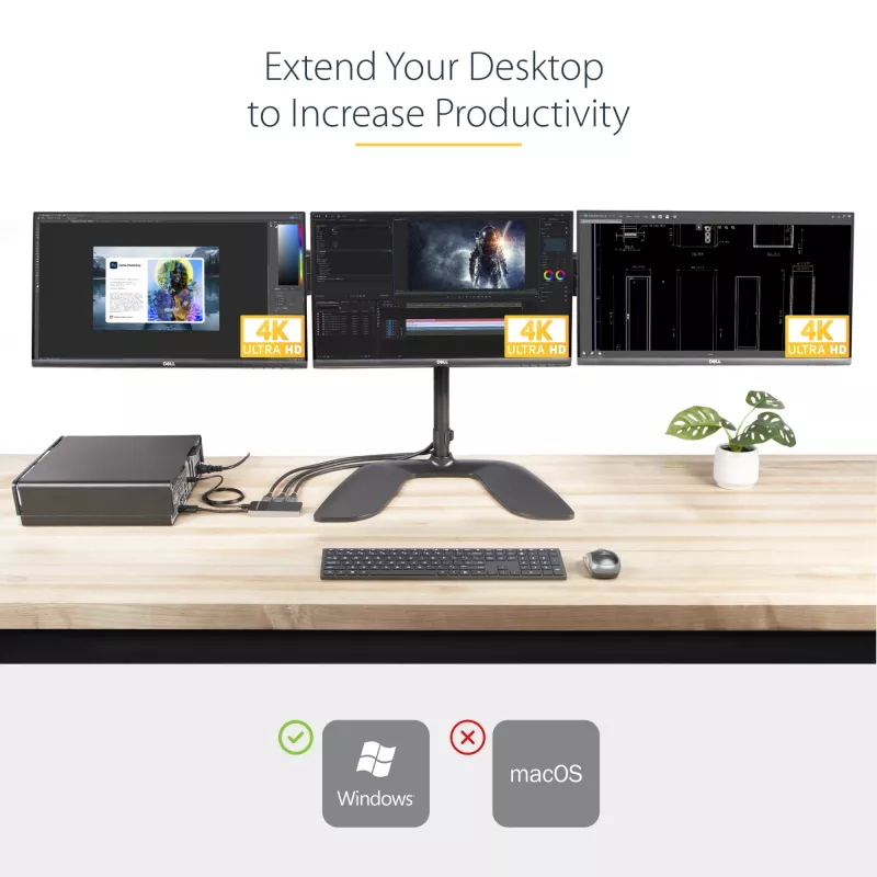 StarTech.com 3 pordiga mitme monitori adapter - DisplayPort 1.4 kuni 3x 4K DisplayPort video jaotur - kahe- või kolmekordne 4K - süle-/lauaarvuti DisplayPort MST jaotur mitme monitori jaoks - ainult Windowsi arvutitele