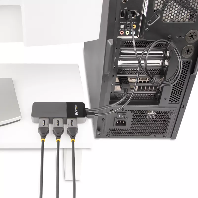StarTech.com 3 pordiga mitme monitori adapter - DisplayPort 1.4 kuni 3x 4K DisplayPort video jaotur - kahe- või kolmekordne 4K - süle-/lauaarvuti DisplayPort MST jaotur mitme monitori jaoks - ainult Windowsi arvutitele