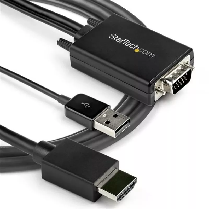 StarTech.com 2m VGA-HDMI muundurkaabel USB-heli ja toitega – analoog-digitaalvideoadapterikaabel VGA-arvuti ühendamiseks HDMI-ekraaniga – 1080p isane-isane monitorikaabel
