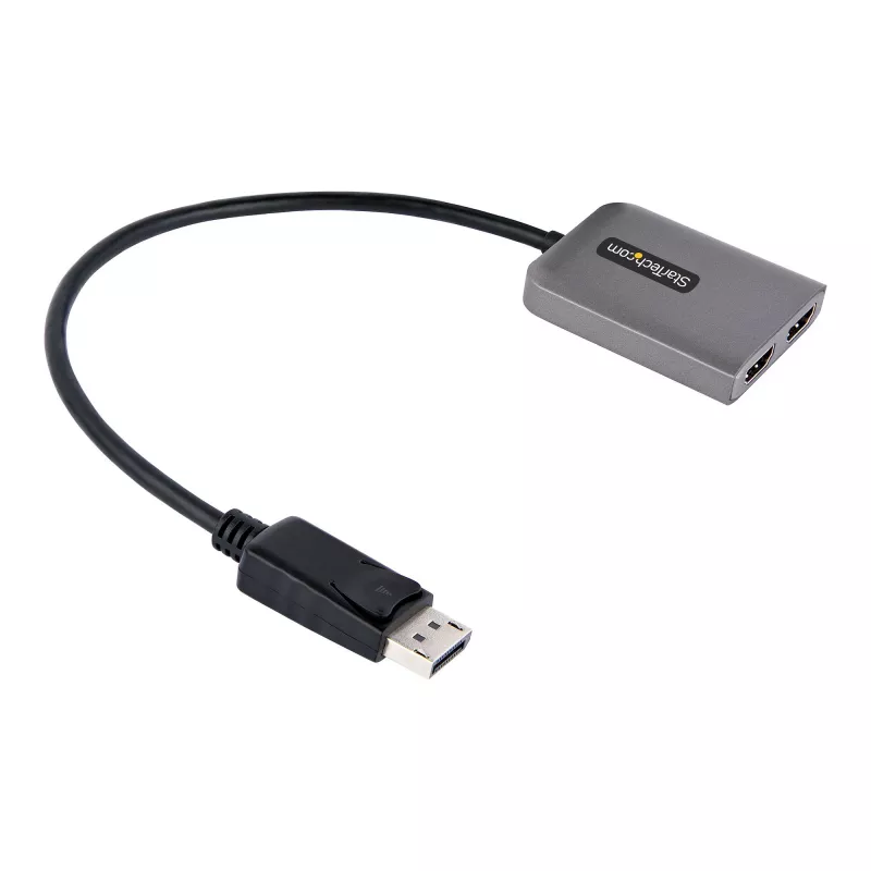 StarTech.com DP Dual HDMI MST HUB-ile – Dual HDMI 4K 60Hz – DisplayPort mitme monitori adapter 1 jala / 30 cm kaabliga – DP 1.4 mitme voo transpordi jaotur, DSC | HBR3 – DP HDMI jaoturiks