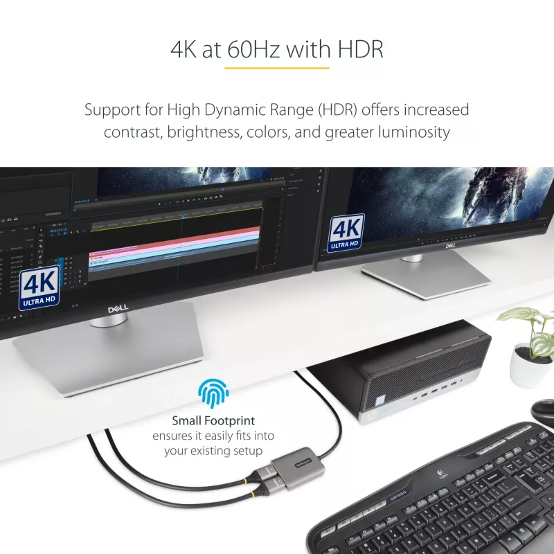StarTech.com DP Dual HDMI MST HUB-ile – Dual HDMI 4K 60Hz – DisplayPort mitme monitori adapter 1 jala / 30 cm kaabliga – DP 1.4 mitme voo transpordi jaotur, DSC | HBR3 – DP HDMI jaoturiks