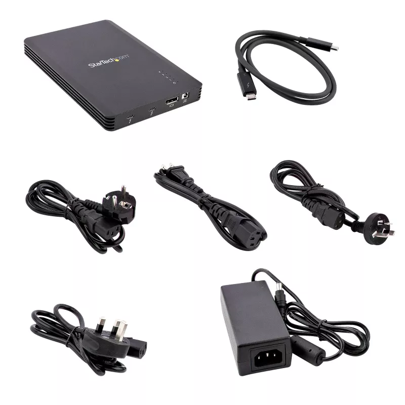 StarTech.com 4 sahtliga Thunderbolt 3 NVMe-korpus M.2 NVMe SSD-draividele, 1x DisplayPort-video / 2x TB3 allavoolu porti, 40 Gbit/s, 72 W toiteplokk, väline kõvakettakorpus