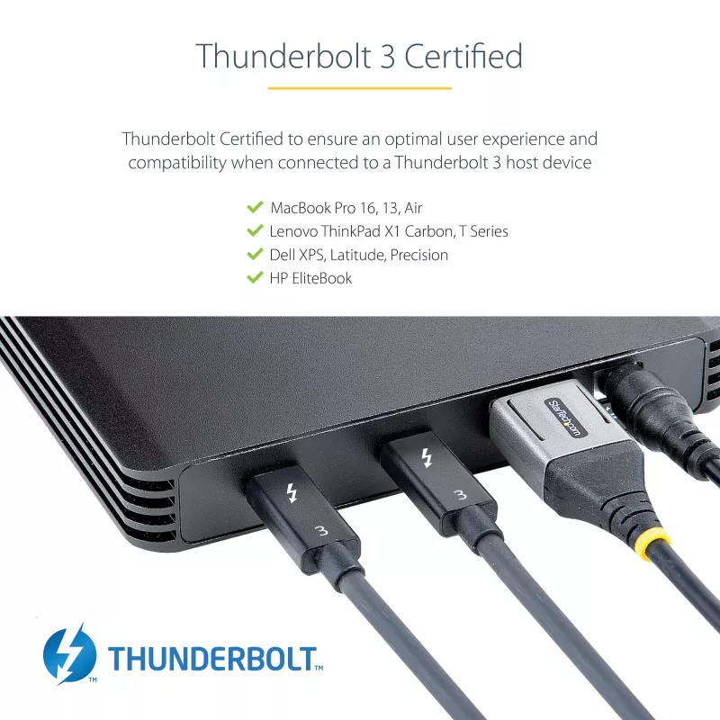 StarTech.com 4 sahtliga Thunderbolt 3 NVMe-korpus M.2 NVMe SSD-draividele, 1x DisplayPort-video / 2x TB3 allavoolu porti, 40 Gbit/s, 72 W toiteplokk, väline kõvakettakorpus