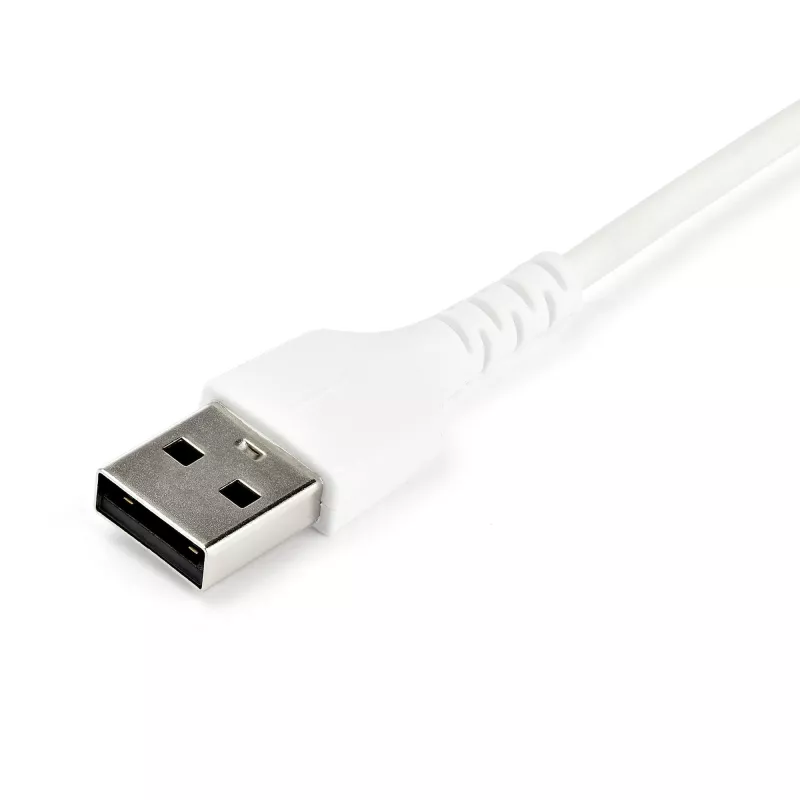 StarTech.com 2 m USB-A–USB-C laadimiskaabel – vastupidav kiirlaadimis- ja sünkroonimiskaabel, USB 2.0–USB USB-C andmejuhe – tugev TPE-kest aramiidkiuga, M/M, 3 A, valge – Samsung S10, iPad Pro, Pixel