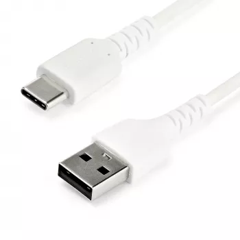 StarTech.com 1 m USB-A kuni USB-C laadimiskaabel – vastupidav kiirlaadimis- ja sünkroonimis-USB 2.0 kuni USB-C andmekaabel – töökindel TPE-kate aramiidkiuga M/M 3A valge – Samsung S10, iPad Pro, Pixel