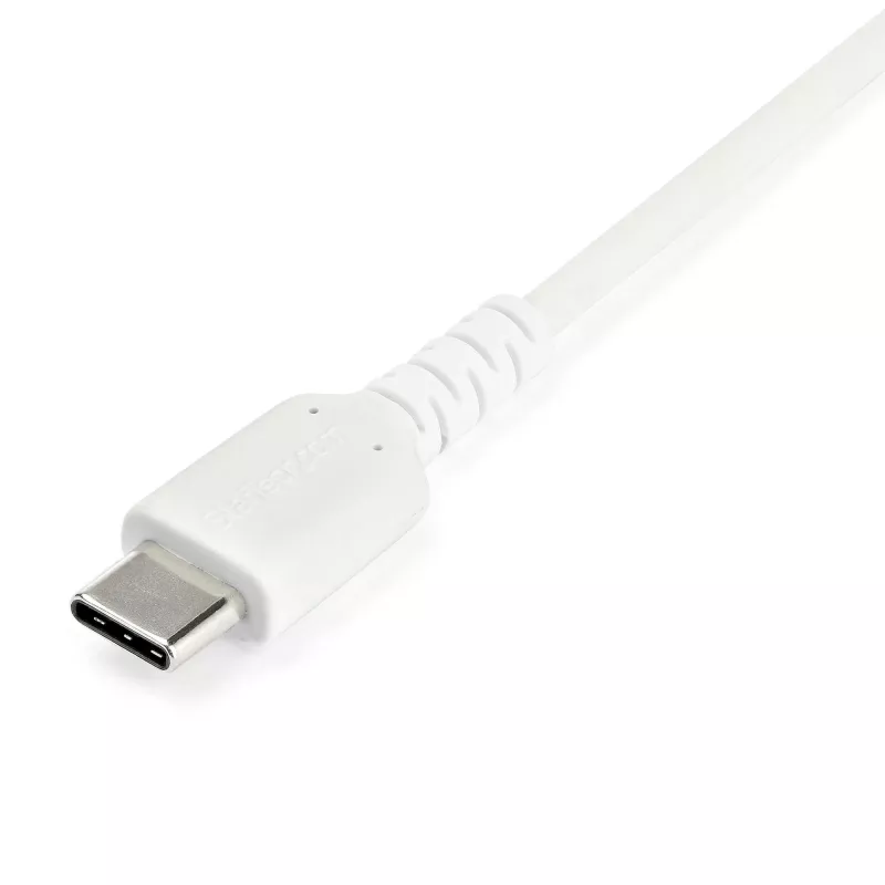 StarTech.com 1 m USB-A kuni USB-C laadimiskaabel – vastupidav kiirlaadimis- ja sünkroonimis-USB 2.0 kuni USB-C andmekaabel – töökindel TPE-kate aramiidkiuga M/M 3A valge – Samsung S10, iPad Pro, Pixel