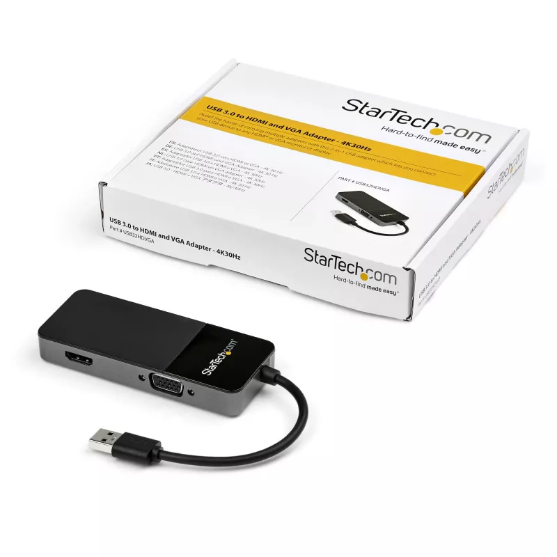 StarTech.com USB 3.0 HDMI ja VGA adapter - 4K/1080p USB tüüp-A kahe monitori mitmepordiline adaptermuundur - väline videograafikakaart mitme ekraani jaoks - mitme kuva USB-adapter