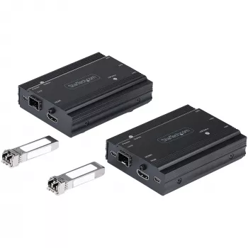 StarTech.com 4K HDMI KVM-pikendaja üle fiiberoptika – HDMI-video ja USB-kaug-KVM-lüliti/konsoolipikendaja – kuni 984 jalga/300 m (mitmemoodiline) – 2x 10G MMF SFP+ moodulit – KVM-pikenduskomplekt (TX/RX)