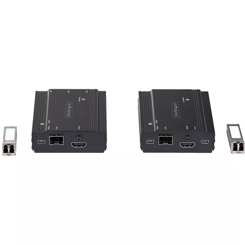 StarTech.com 4K HDMI KVM-pikendaja üle fiiberoptika – HDMI-video ja USB-kaug-KVM-lüliti/konsoolipikendaja – kuni 984 jalga/300 m (mitmemoodiline) – 2x 10G MMF SFP+ moodulit – KVM-pikenduskomplekt (TX/RX)