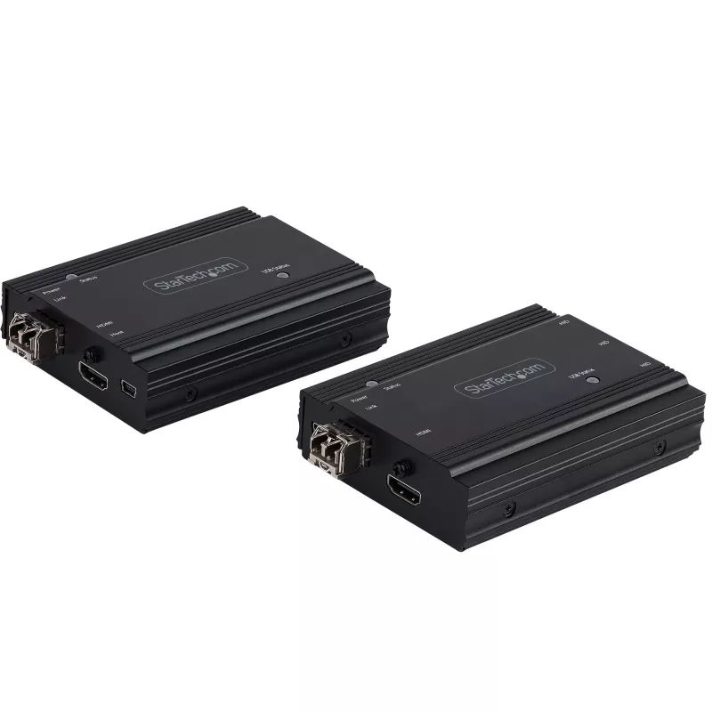 StarTech.com 4K HDMI KVM-pikendaja üle fiiberoptika – HDMI-video ja USB-kaug-KVM-lüliti/konsoolipikendaja – kuni 984 jalga/300 m (mitmemoodiline) – 2x 10G MMF SFP+ moodulit – KVM-pikenduskomplekt (TX/RX)