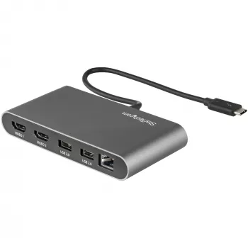 StarTech.com Dual-Monitor Thunderbolt Mini Dock, 4K 60Hz HDMI, draiverivaba jaotur Windowsile ja Macile, Gigabit Ethernet, 1x USB 5 Gbit/s ja 1x USB 2.0, 11 tolli (28 cm) kaabel