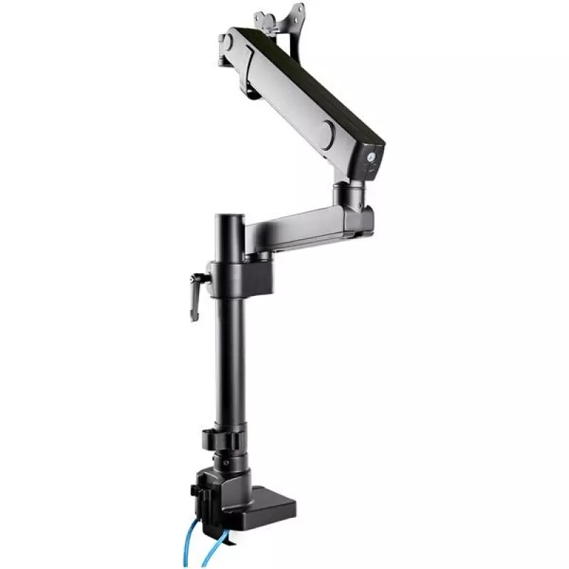 StarTech.com lauale kinnitatav monitorihoidik 2x USB 3.0 pordiga, täisliikuv ühe monitori alus, kuni 34-tollisele (17,6 naela/8 kg) VESA-ekraanile, klamber-/läbiviigukinnitus, mehaaniline vedru