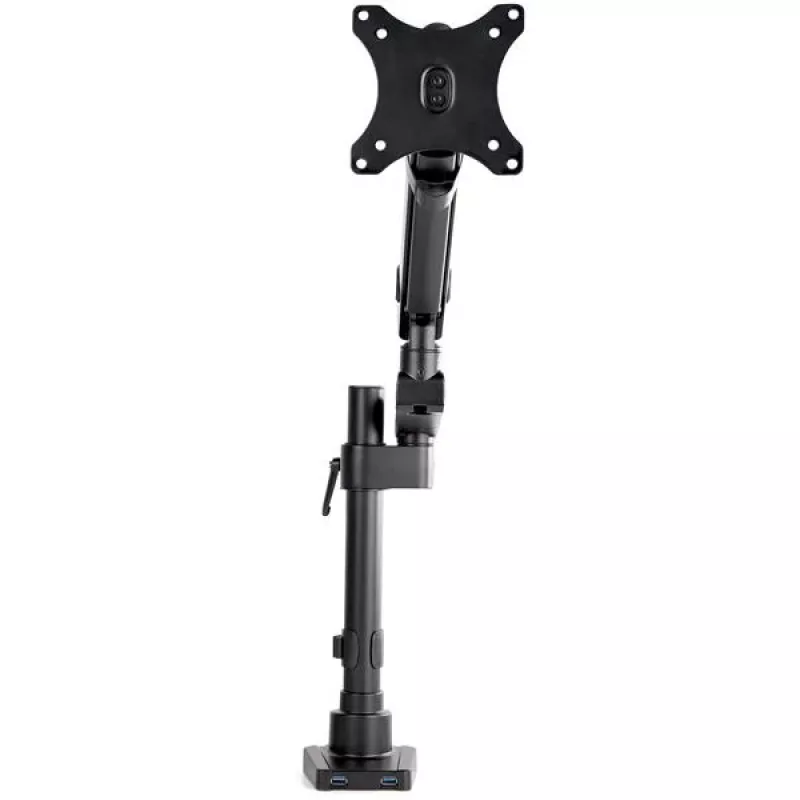 StarTech.com lauale kinnitatav monitorihoidik 2x USB 3.0 pordiga, täisliikuv ühe monitori alus, kuni 34-tollisele (17,6 naela/8 kg) VESA-ekraanile, klamber-/läbiviigukinnitus, mehaaniline vedru