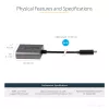 StarTech.com USB-C - DVI-adapter - 1920x1200p USB-C - DVI-D-adapteri dongel - USB USB-C - DVI-ekraan/monitor - videomuundur - Thunderbolt 3-ga ühilduv - 12-tolline pikk lisakaabel - CDP2DVI täiendatud versioon