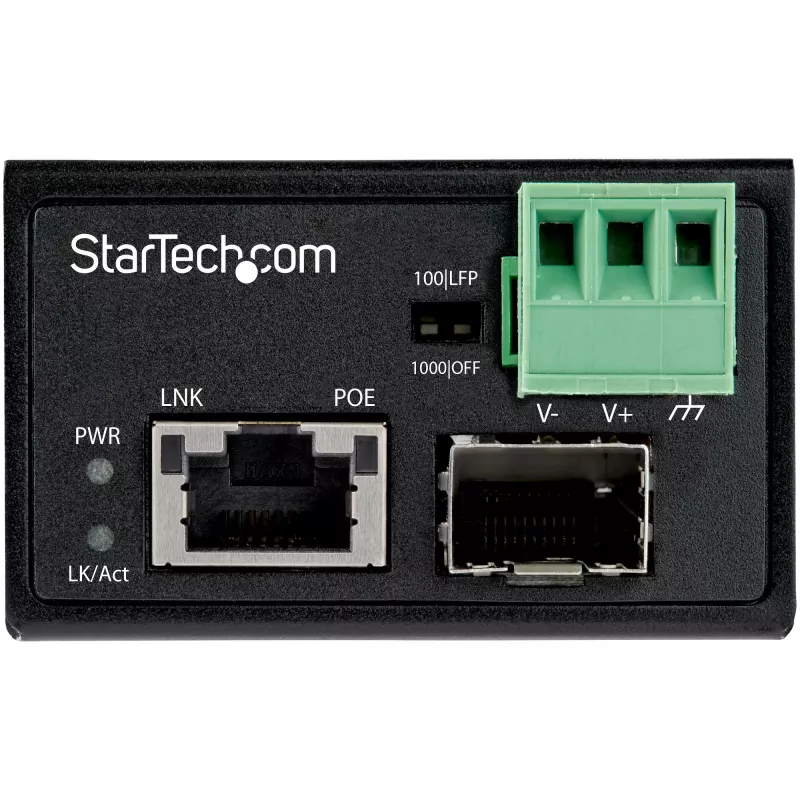 StarTech.com PoE+ tööstuslik fiiber Etherneti meediumimuundur 30W - SFP RJ45-le - ühemoodiline/mitmemoodiline fiiber vask Gigabit Ethernetile - mini/kompaktne suurus - IP-30/ -40 kuni +75°C