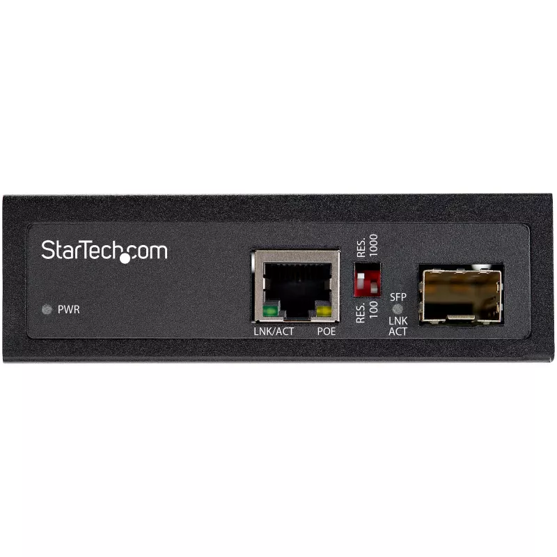 StarTech.com PoE+ tööstuslik fiiber-Ethernet meediakonverter 60W - SFP RJ45-le - ühemoodiline/mitmemoodiline fiiber vask-Gigabit Ethernetile - kompaktne suurus - IP-30/ -40 kuni +75°C