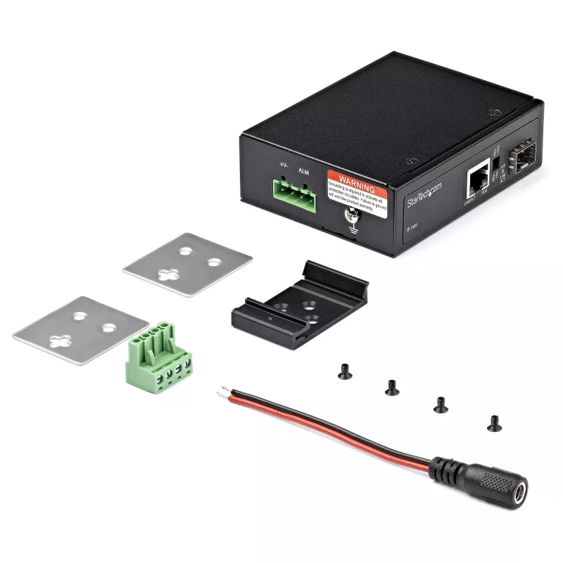StarTech.com PoE+ tööstuslik fiiber-Ethernet meediakonverter 60W - SFP RJ45-le - ühemoodiline/mitmemoodiline fiiber vask-Gigabit Ethernetile - kompaktne suurus - IP-30/ -40 kuni +75°C