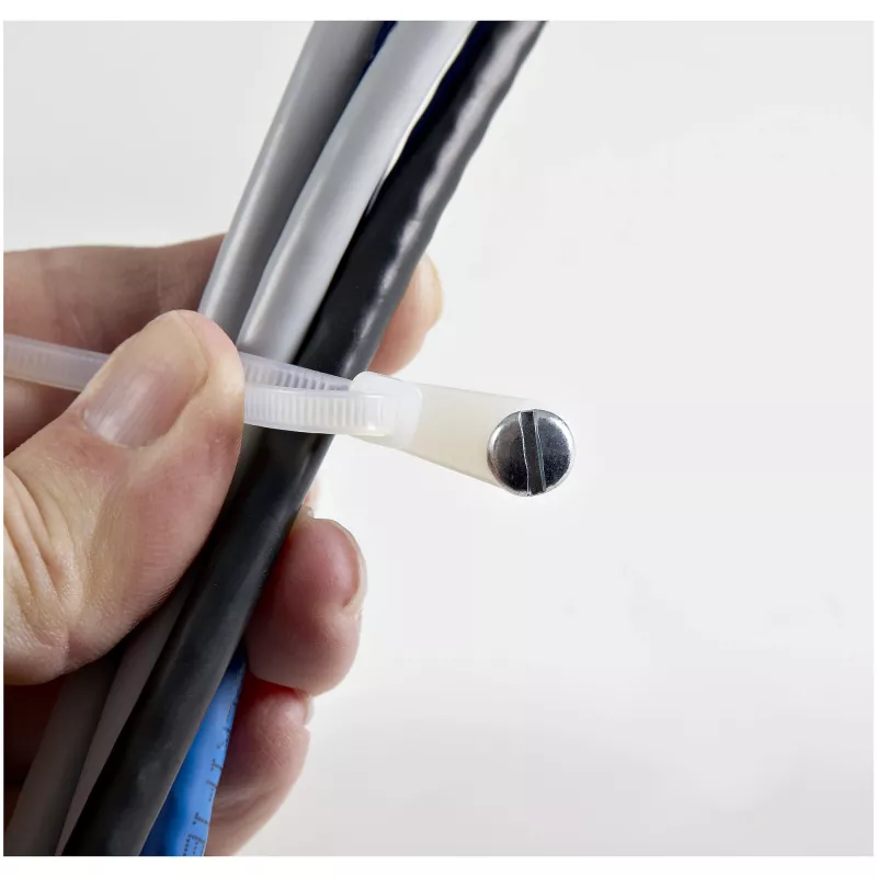 StarTech.com 4 tolli (10 cm) kaablisidemed kinnitusauguga – 1/16 tolli (2 mm) lai, 7/8 tolli (24 mm) kimbu läbimõõt, 18 naela (8 kg) tõmbetugevus, nailon 66 iselukustuvad sidemed kruviauguga, UL loetletud, 100 tk pakend