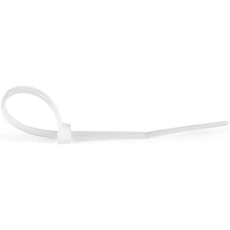 StarTech.com 4 tolli (10 cm) kaablisidemed – 1/16 tolli (2 mm) laiad, 7/8 tolli (22 mm) kimbu läbimõõt, 18 naela (8 kg) tõmbetugevus, nailonist iselukustuvad tõmbsidemed kumera otsaga – 94V-2/UL loetletud, 100 tk pakend – valge