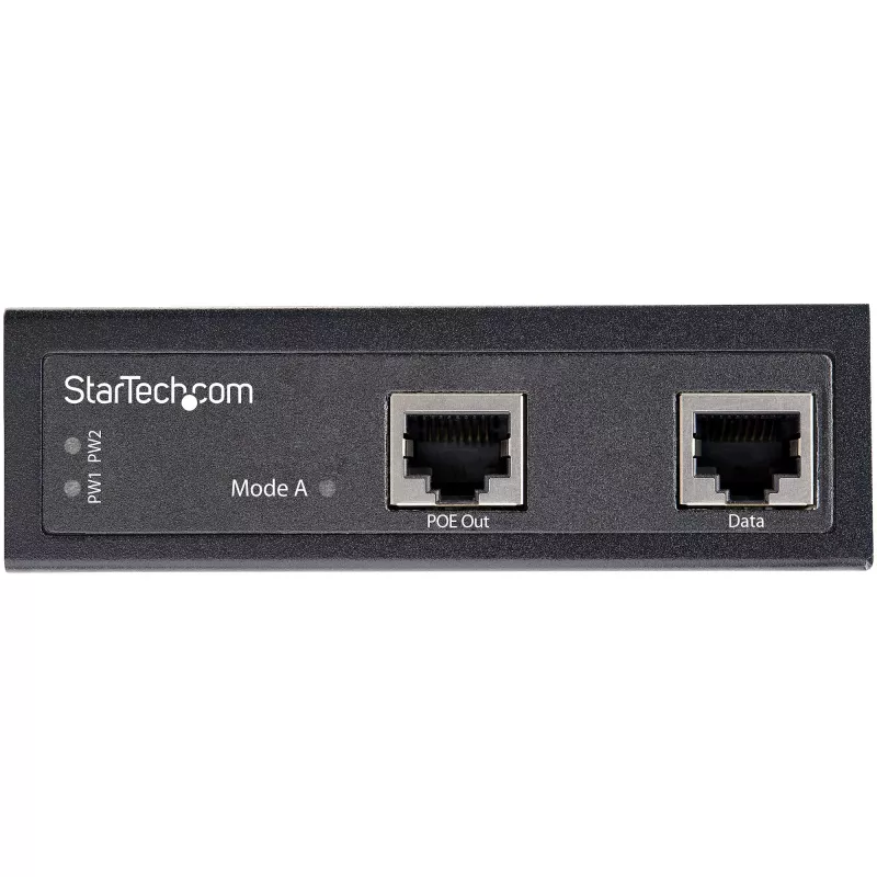 StarTech.com Industrial Gigabit Ethernet PoE-sisestaja - 30W 802.3at PoE+ Midspan 48V-56VDC DIN-liistuga Power over Ethernet sisestaja adapter - -40°C kuni +75°C kaamerad/andurid/WiFi-pääsupunkt