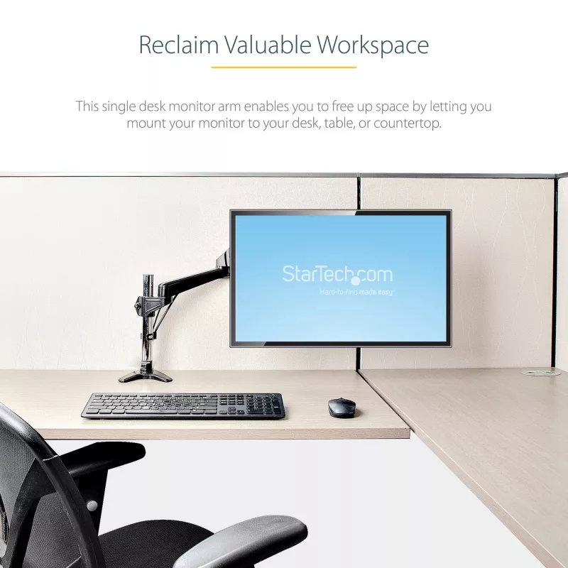 StarTech.com laua monitoorihoidik ühele VESA-ekraanile kuni 32-tollisele või 49-tollisele ülilaiekraanile 8 kg/17,6 naela – täisliigendiga ja kõrgusreguleeritav – C-klamber, läbiviiguga – ühe monitoori hoidik