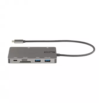 StarTech.com USB-C multipordiadapter – HDMI 4K 30 Hz või VGA reisidokk – 5 Gbps USB 3.0 jaotur (USB-A / USB-C pordid) – 100 W toiteedastus – SD/microSD – GbE – 30 cm kaabel – USB-C minidokk