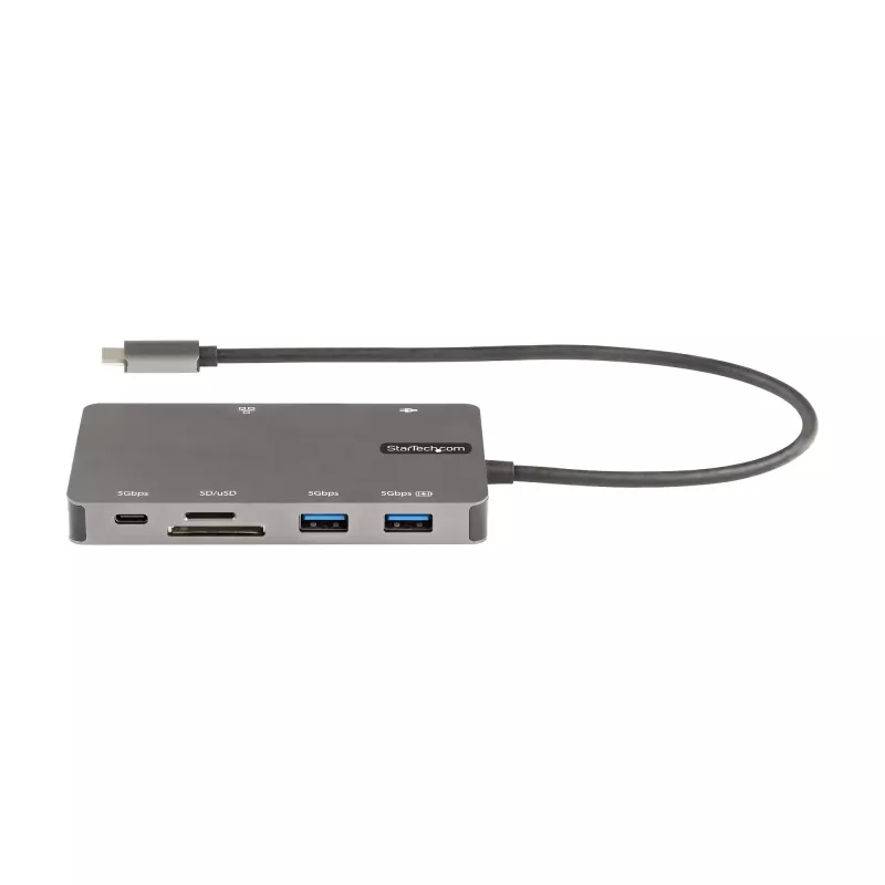 StarTech.com USB-C multipordiadapter – HDMI 4K 30 Hz või VGA reisidokk – 5 Gbps USB 3.0 jaotur (USB-A / USB-C pordid) – 100 W toiteedastus – SD/microSD – GbE – 30 cm kaabel – USB-C minidokk