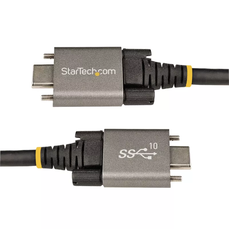 StarTech.com 50 cm küljelukustuv USB-C-kaabel 10 Gbit/s – USB 3.1/3.2 Gen 2 USB-C-kaabel – 100 W (5 A) toiteedastusega laadimine, DP Alt Mode – kahe kruvilukuga – USB-C-juhe laadimiseks/sünkroonimiseks
