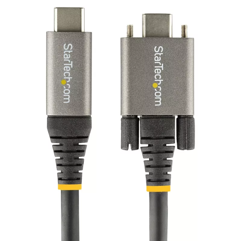 StarTech.com 50 cm küljelukustuv USB-C-kaabel 10 Gbit/s – USB 3.1/3.2 Gen 2 USB-C-kaabel – 100 W (5 A) toiteedastusega laadimine, DP Alt Mode – kahe kruvilukuga – USB-C-juhe laadimiseks/sünkroonimiseks