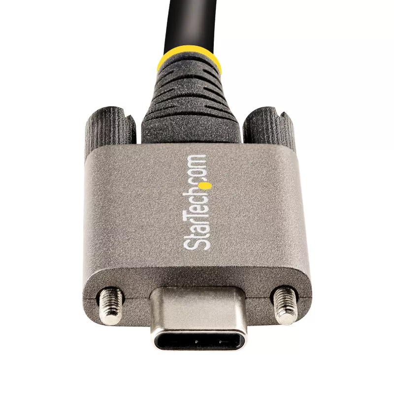StarTech.com 50 cm küljelukustuv USB-C-kaabel 10 Gbit/s – USB 3.1/3.2 Gen 2 USB-C-kaabel – 100 W (5 A) toiteedastusega laadimine, DP Alt Mode – kahe kruvilukuga – USB-C-juhe laadimiseks/sünkroonimiseks