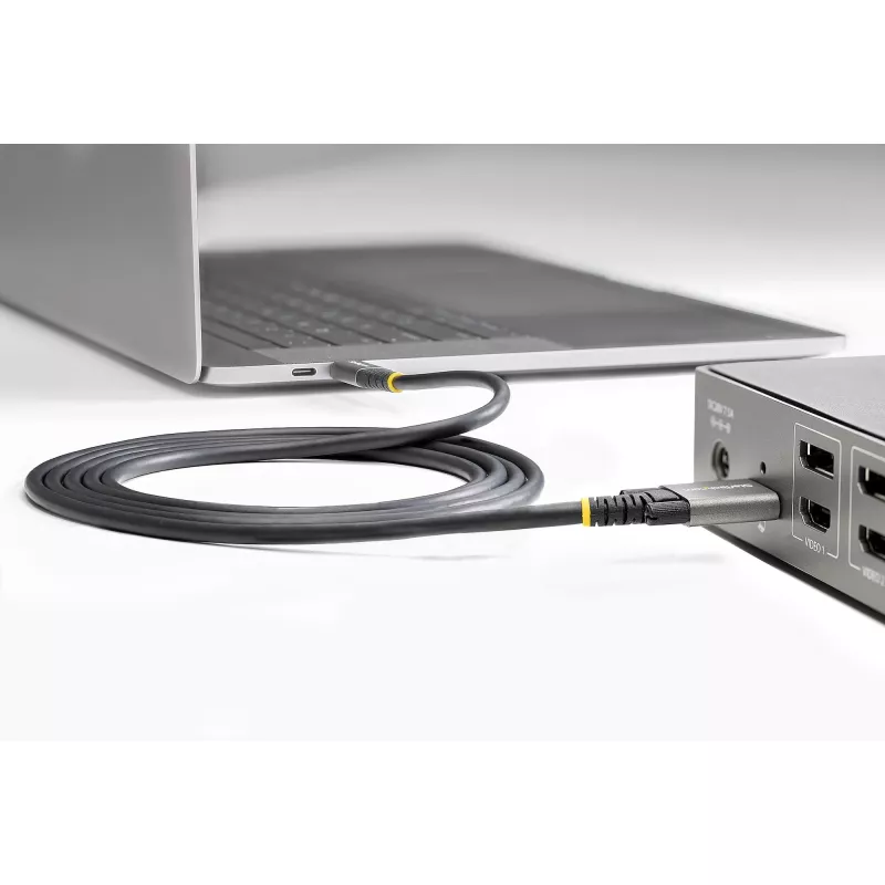 StarTech.com 50 cm küljelukustuv USB-C-kaabel 10 Gbit/s – USB 3.1/3.2 Gen 2 USB-C-kaabel – 100 W (5 A) toiteedastusega laadimine, DP Alt Mode – kahe kruvilukuga – USB-C-juhe laadimiseks/sünkroonimiseks