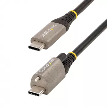 StarTech.com 20 tolli (50 cm) pealmise kruvilukuga USB-C kaabel 10 Gbps – USB 3.1/3.2 Gen 2 USB-C kaabel – 100 W (5 A) Power Delivery laadimine, DP Alt režiim – ühe kruvilukuga, USB-C juhe laadimiseks/sünkroonimiseks