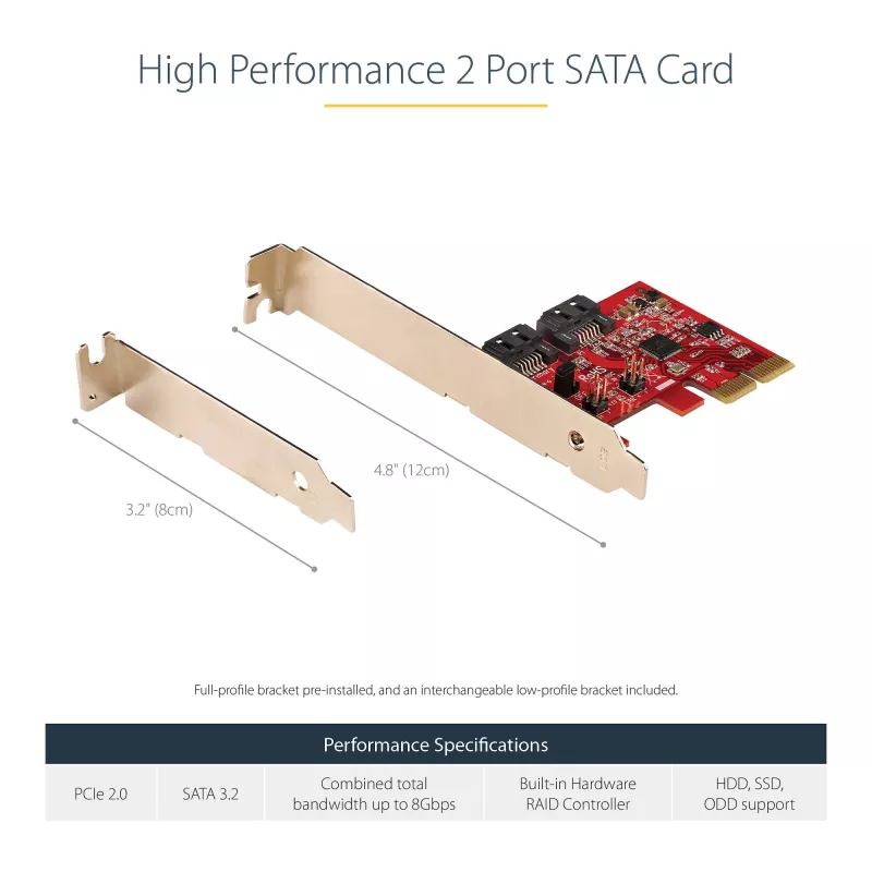 StarTech.com SATA PCIe-kaart - 2 pordiga PCIe SATA-laienduskaart - 6Gbps - täis-/madalprofiil - PCI Express SATA-adapter/kontroller - ASM1062R SATA RAID - PCIe-SATA-muundur